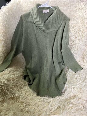 LOFT Sage Green Cowl Neck Sweater